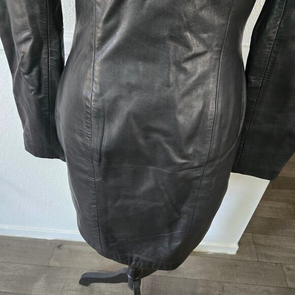 RARE Michael Hoban Leather Fitted Dress Size 8 - Picture 6 of 8